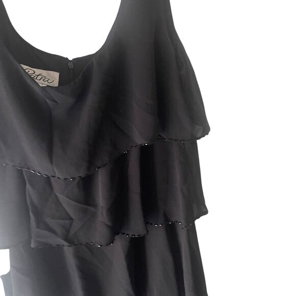 Patra Vintage 90s Women's Size‎ 10 Black Ruffle Sequin Whymsigoth Mini Dress - Picture 6 of 11